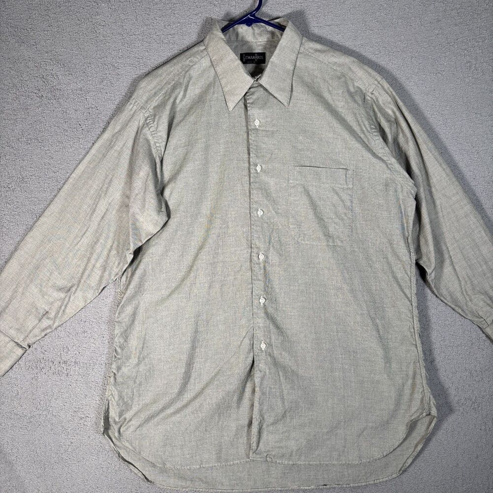 Gitman Brothers Shirt Men's Size 17 33 Button Up‎ Gray Check Plaid Made in USA